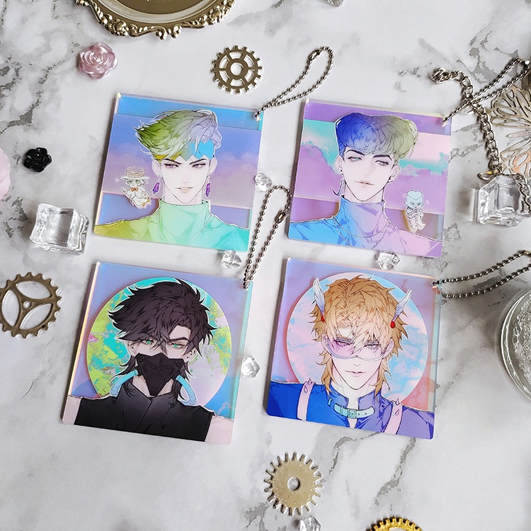 ジョジョの奇妙な冒険 空条承太郎 花京院典明 ディエゴ・ブランドー ジョルノ・ジョバァーナ アクリルキーホルダー 缶バッジ