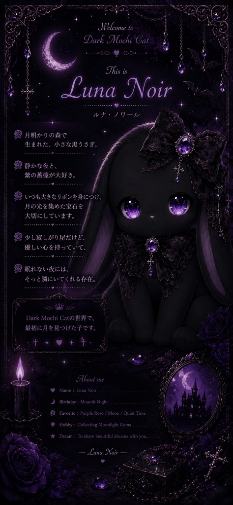 🌙月夜のダークバニー壁紙セット【3枚入り】
