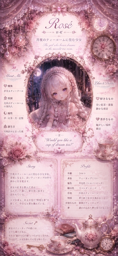 夢見るティールームの少女|ゴシック壁紙3枚セット