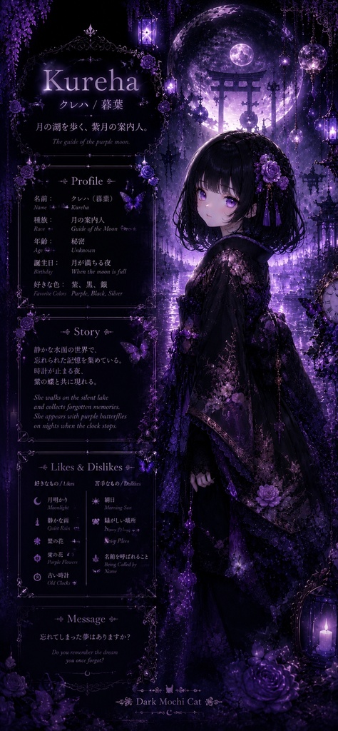 紫月の幻想少女|和風ゴシック壁紙3枚セット