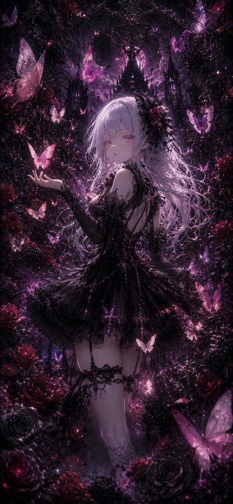 🦋 蝶が舞う幻想少女|ゴシック壁紙3枚セット