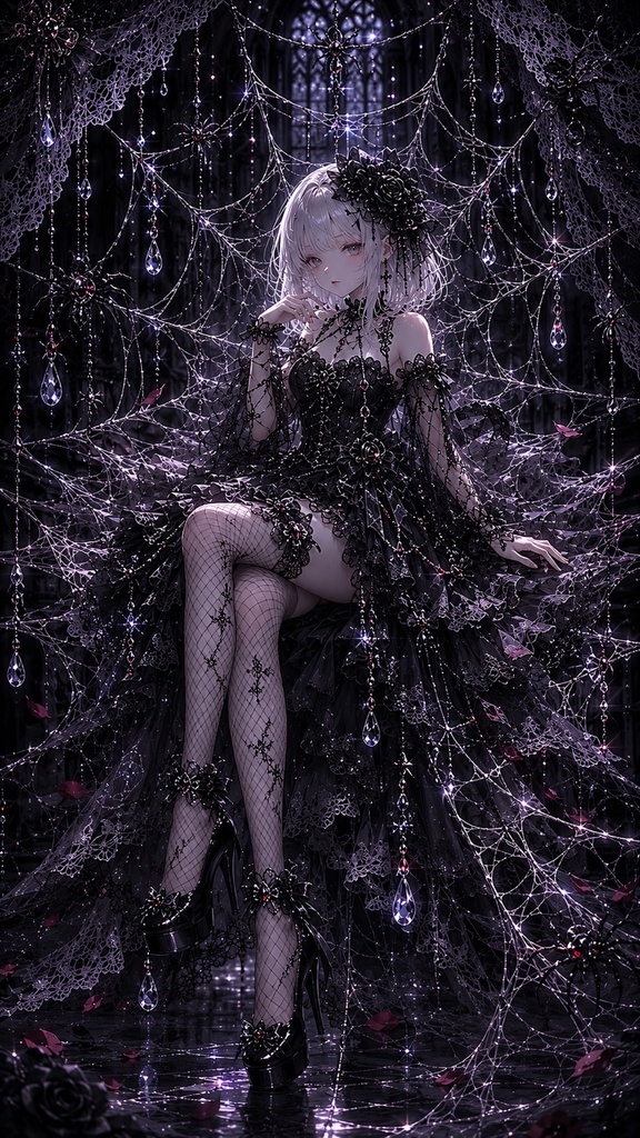 🕸️ 月影の蜘蛛姫|ゴシック幻想壁紙3枚セット