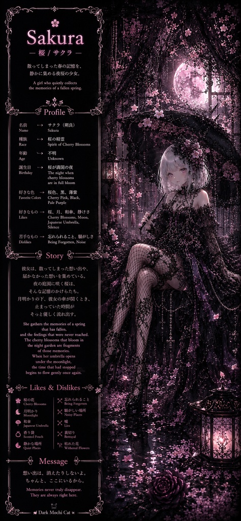 🌸 夜桜の幻想姫|和ゴシック壁紙3枚セット