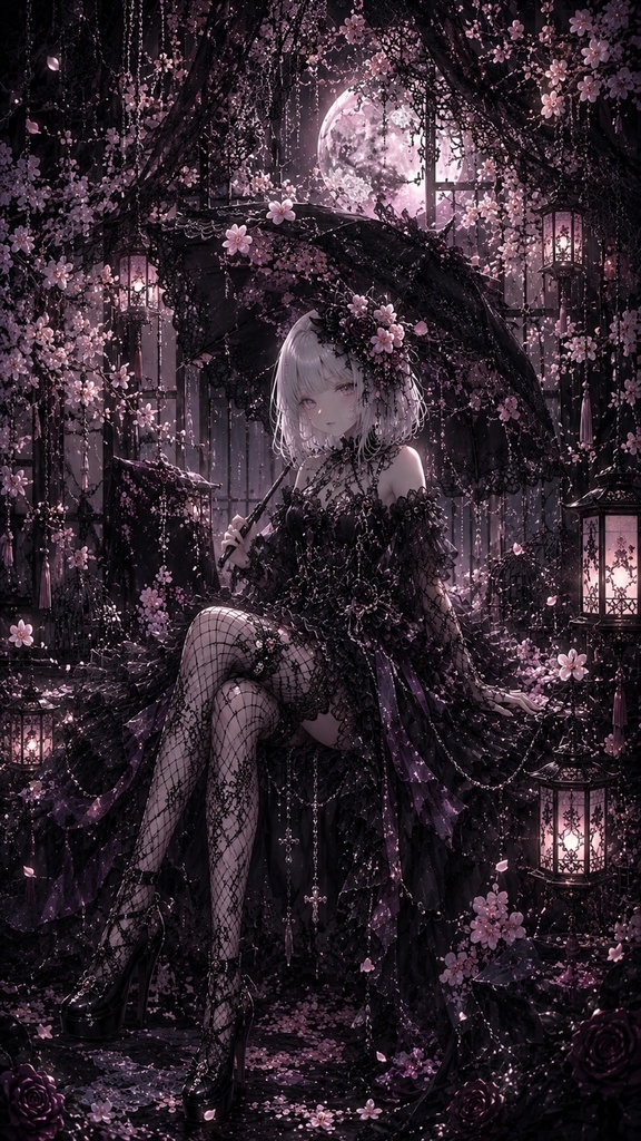 🌸 夜桜の幻想姫|和ゴシック壁紙3枚セット