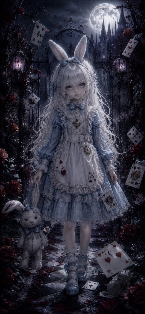 🐇 月夜のアリスバニー|幻想壁紙3枚セット
