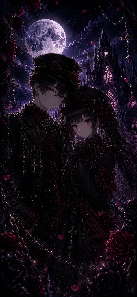 🖤 Gothic Moon Lovers｜幻想壁紙セット