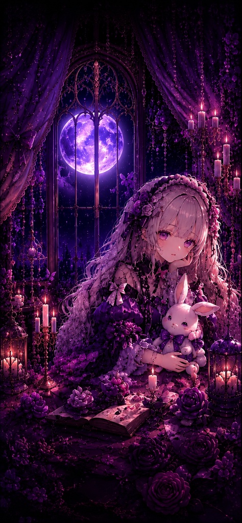 💜 紫月の祈り姫｜幻想壁紙3枚セット
