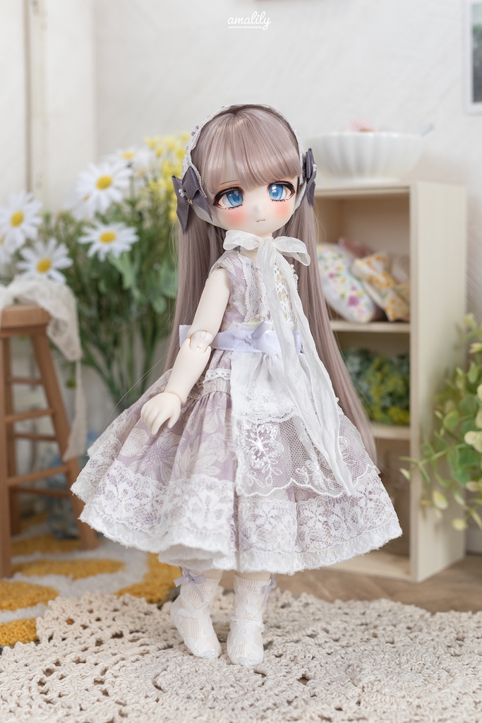 【幼SD】花柄ワンピースセット(ペールグリーン)