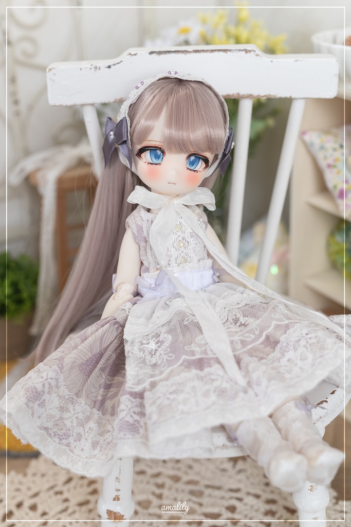 【幼SD】花柄ワンピースセット(ペールグリーン)