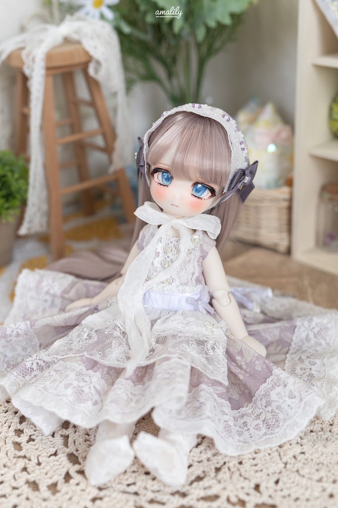 【幼SD】花柄ワンピースセット(ペールグリーン)