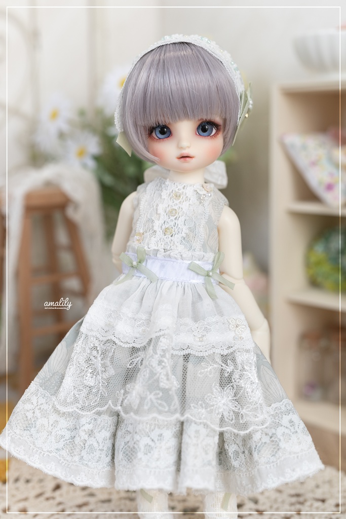 【幼SD】花柄ワンピースセット(ペールグリーン)