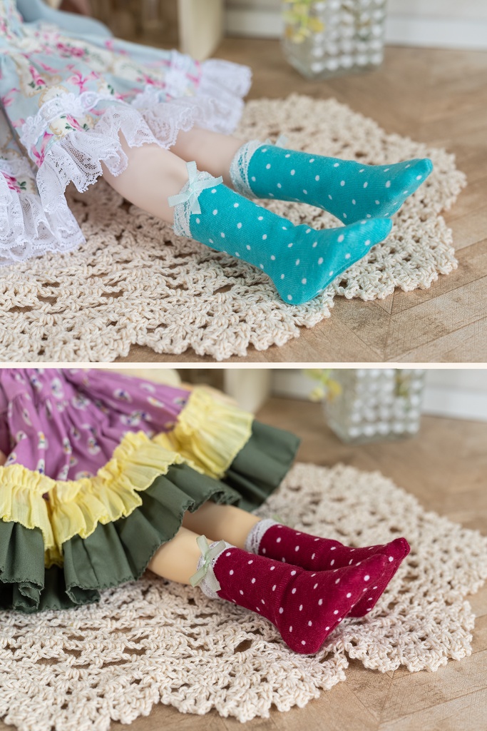 【SDM/MDD】ワンポイントリボン水玉ソックス