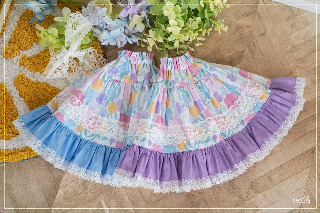 【SDM/MDD】パステルカラーレトロ花柄スカート