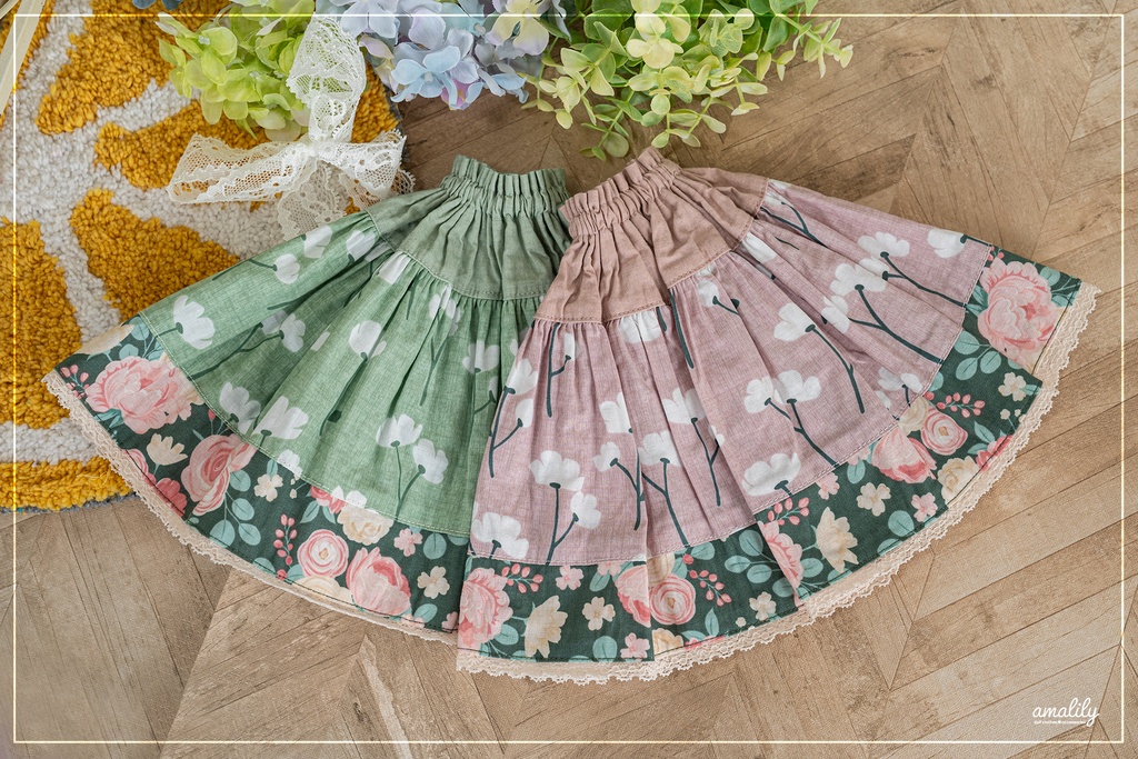 【SDM/MDD】くすみカラーレトロ花柄スカート