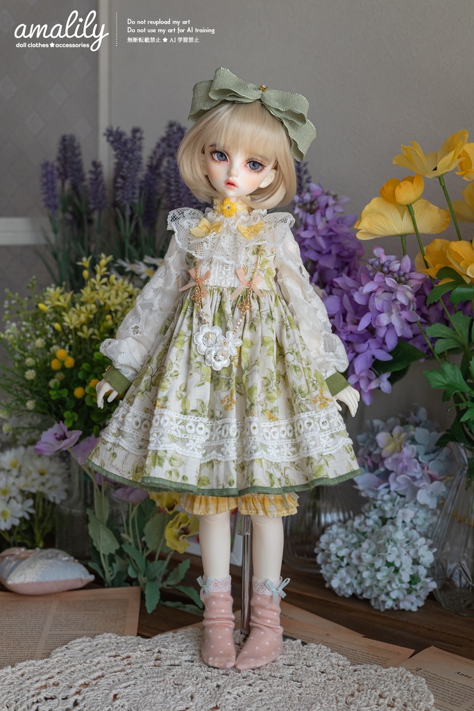 【SDM/MDD】ワンポイントリボン水玉ソックス