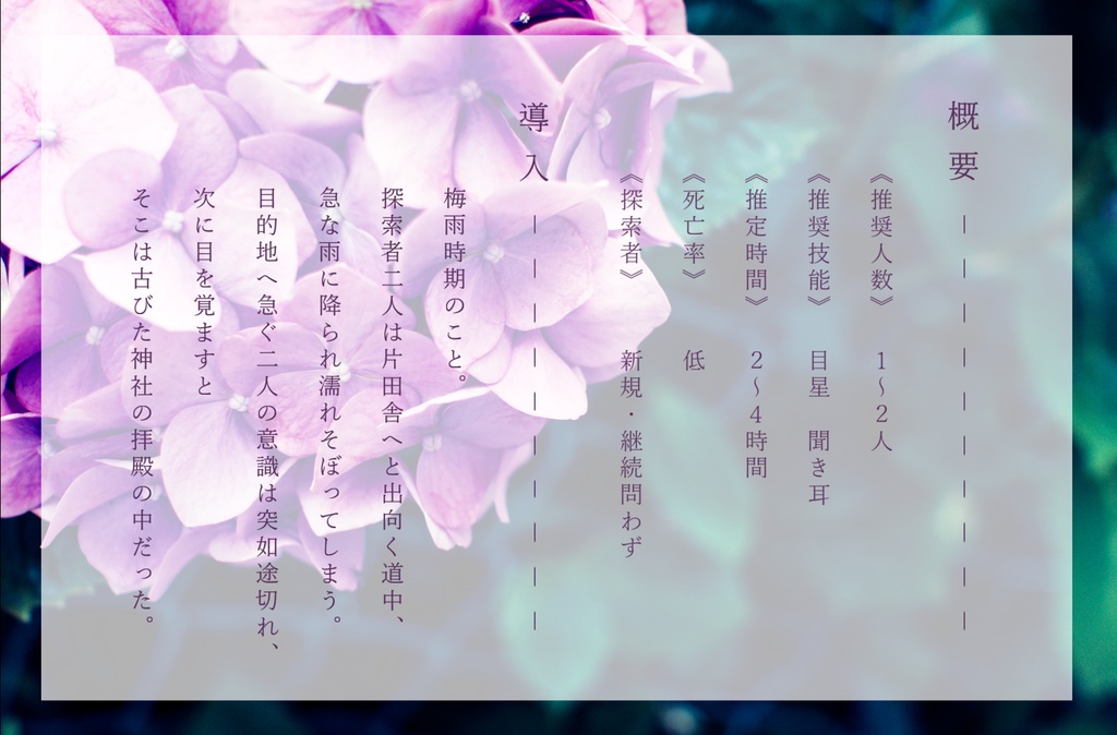 CoCシナリオ『宿雨の狐』