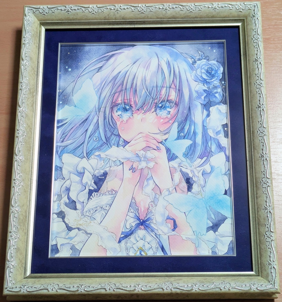 額装作品「瑠璃色の愁」