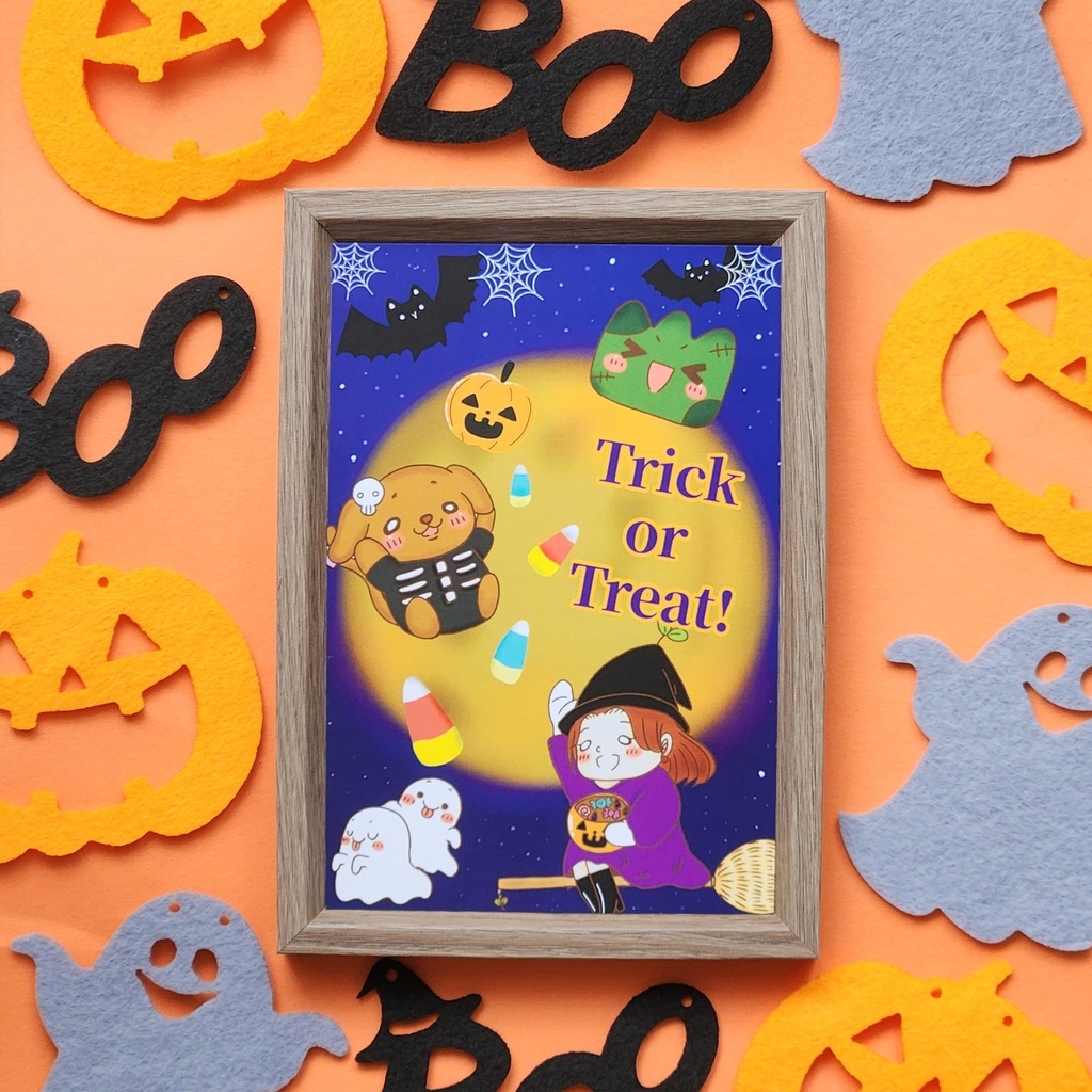 【限定10セット】ハロウィンポストカード+ゆもりちゃん豆色紙