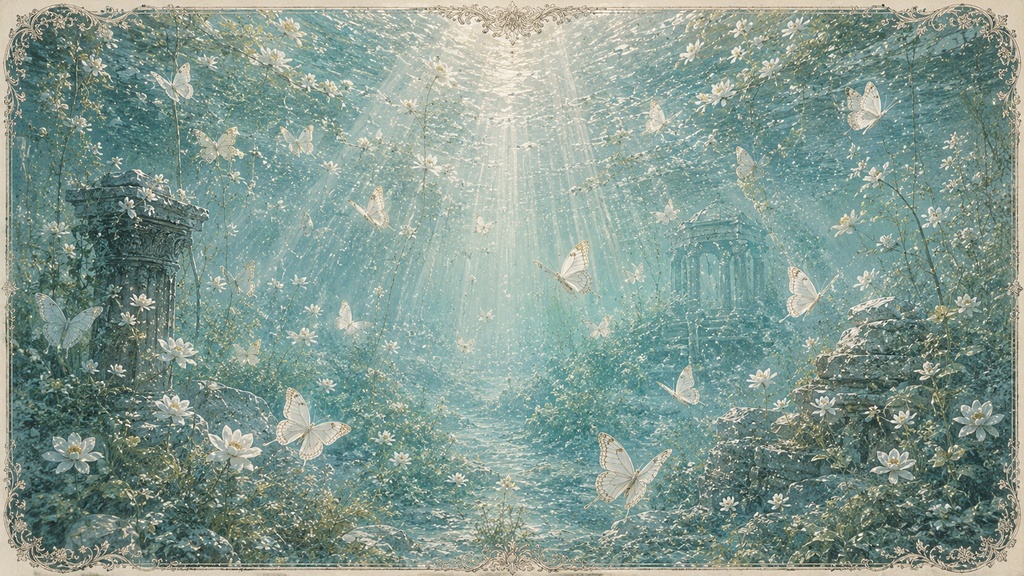 フルート×ヒーリングミュージック|水中幻想世界 AI画像素材集 全16枚【未公開カット含む完全版】