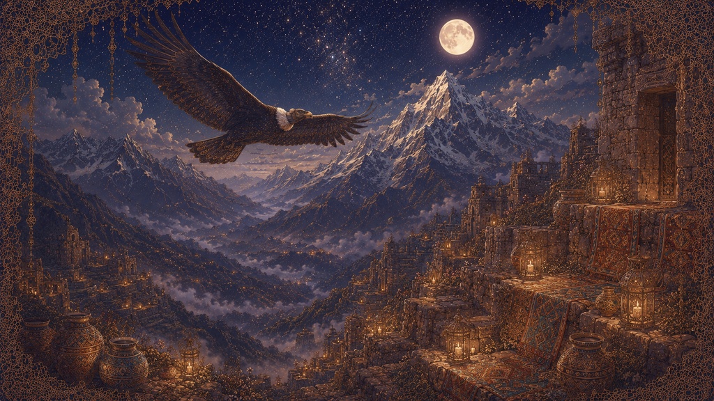 黄金の陽ざしから、月明かりの夜へ|アンデス民族音楽BGM イラスト素材集(全15枚)