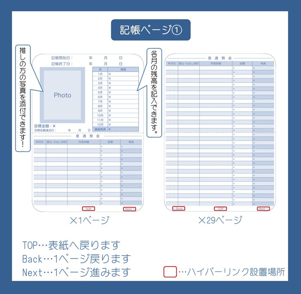 【ずっと使える】推し活通帳(Blue)