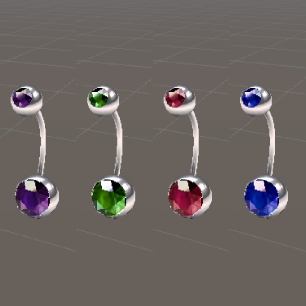 【無料】汎用へそピアス 4色【VRChat向け】
