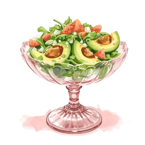 【アボカドパーティー】アンティーク調アボカド水彩クリップアート10点セット(PNG透過)