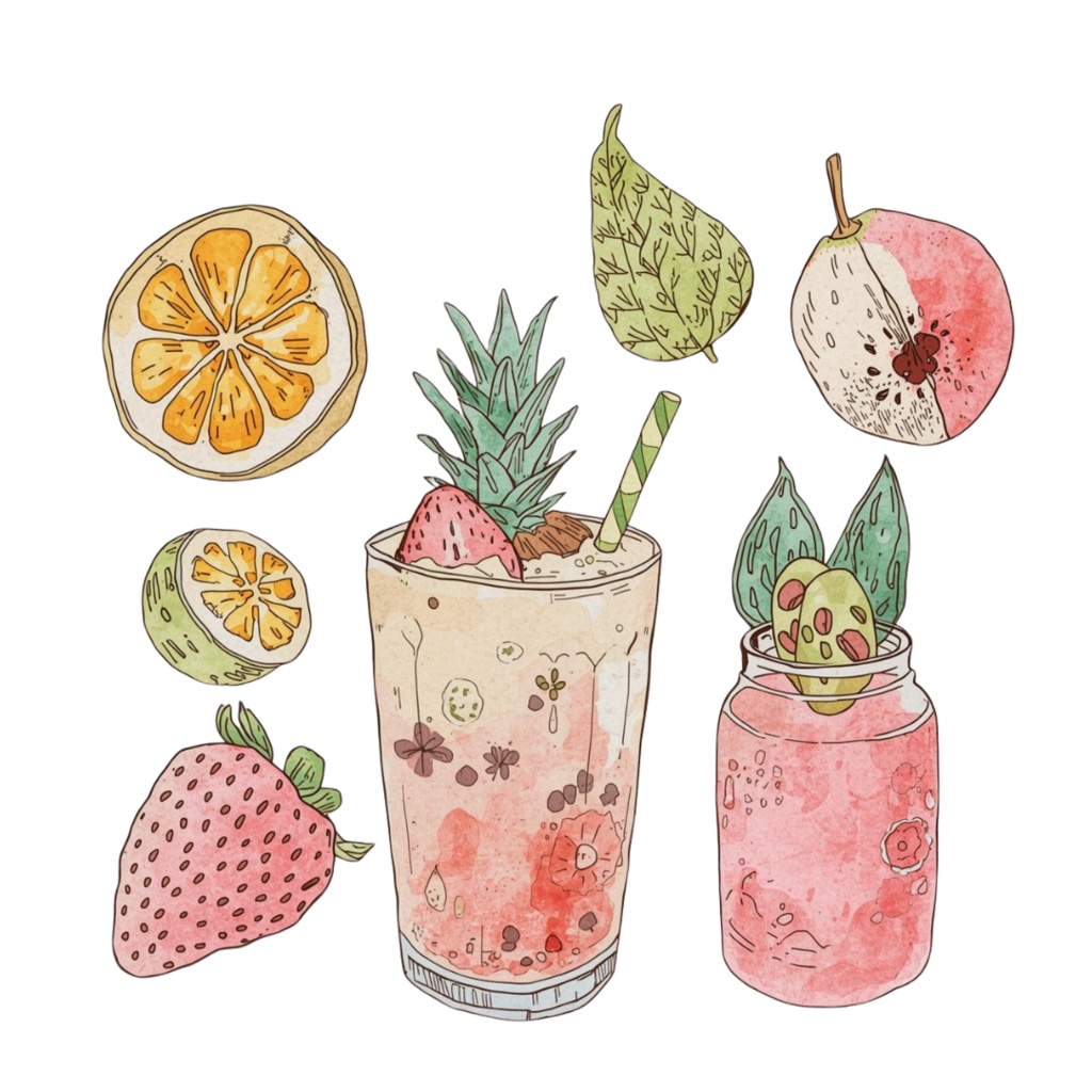 【Morning Run】ワークアウト|朝活シリーズ(水彩画風ピンクアンティーク可愛いクリップアート9点)