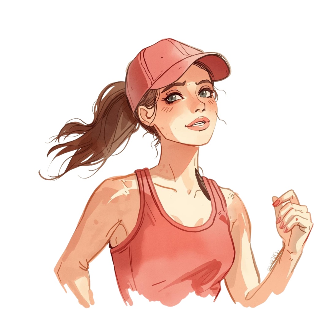 【Morning Run】ワークアウト|朝活シリーズ(水彩画風ピンクアンティーク可愛いクリップアート9点)