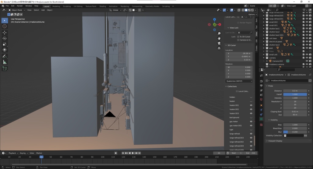 【3D素材】路地裏アセット クリスタの作例付き【Blender】