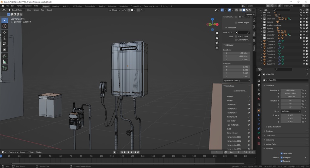 【3D素材】路地裏アセット クリスタの作例付き【Blender】