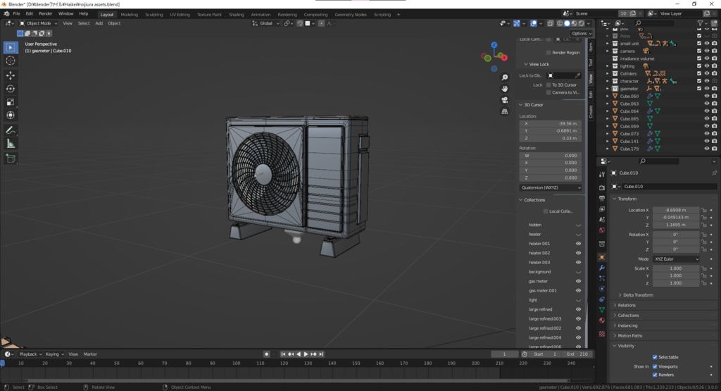 【3D素材】路地裏アセット クリスタの作例付き【Blender】