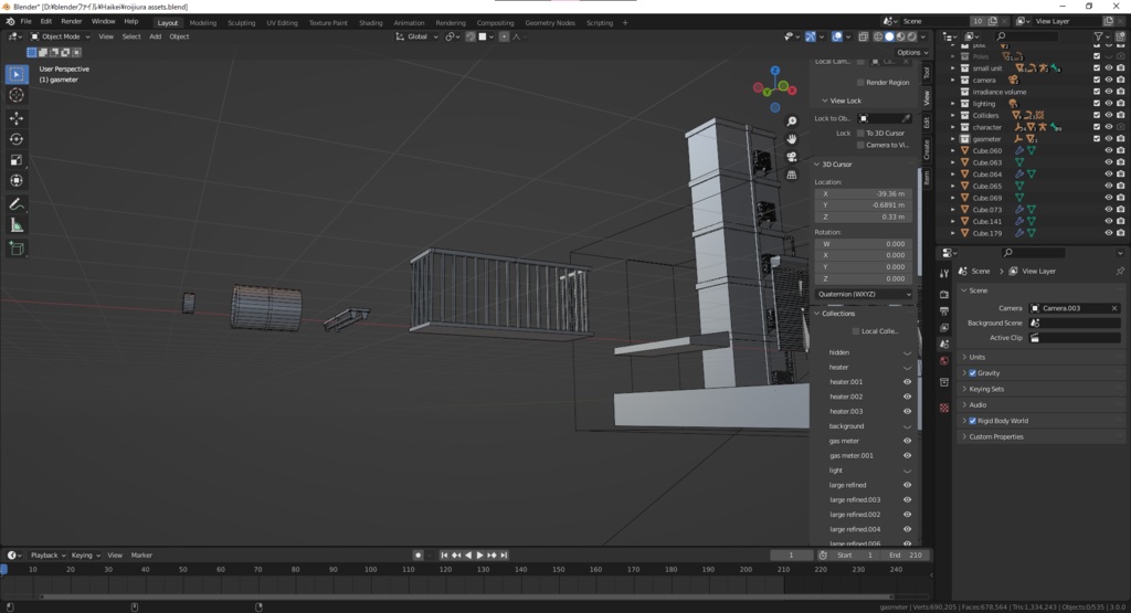 【3D素材】路地裏アセット クリスタの作例付き【Blender】