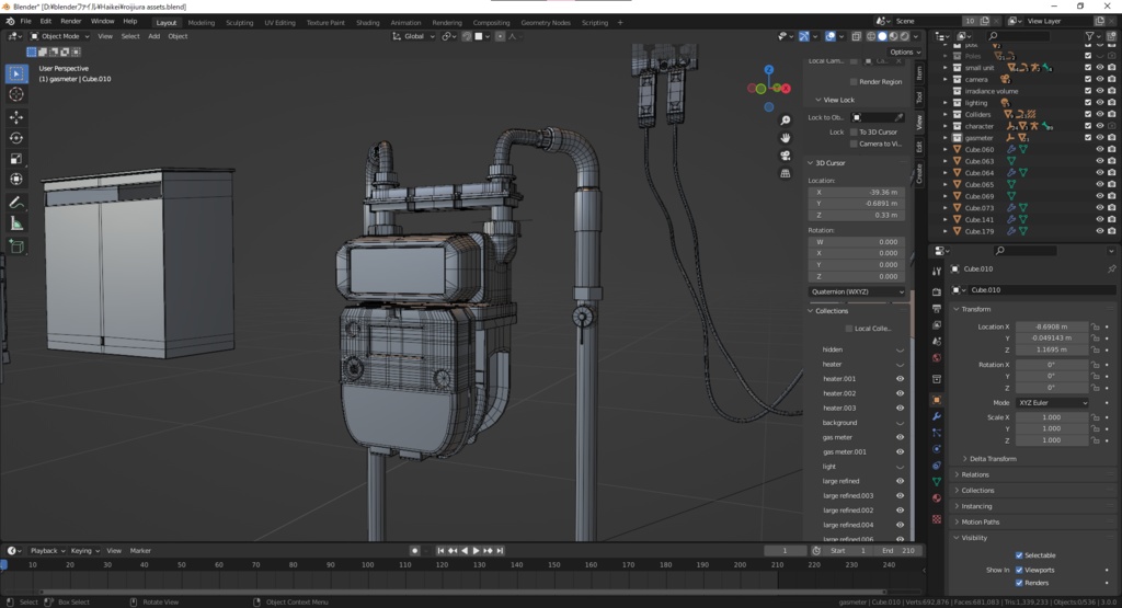 【3D素材】路地裏アセット クリスタの作例付き【Blender】
