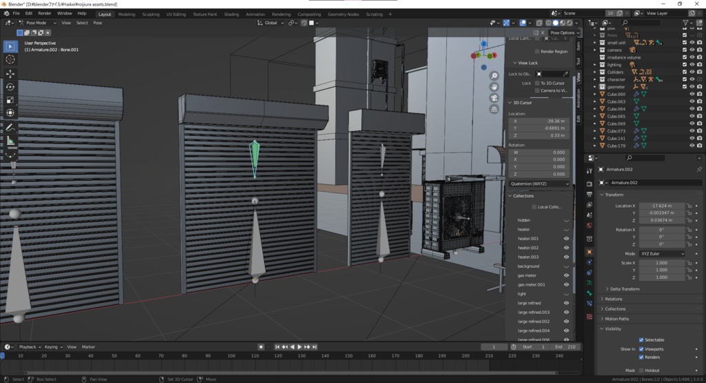 【3D素材】路地裏アセット クリスタの作例付き【Blender】