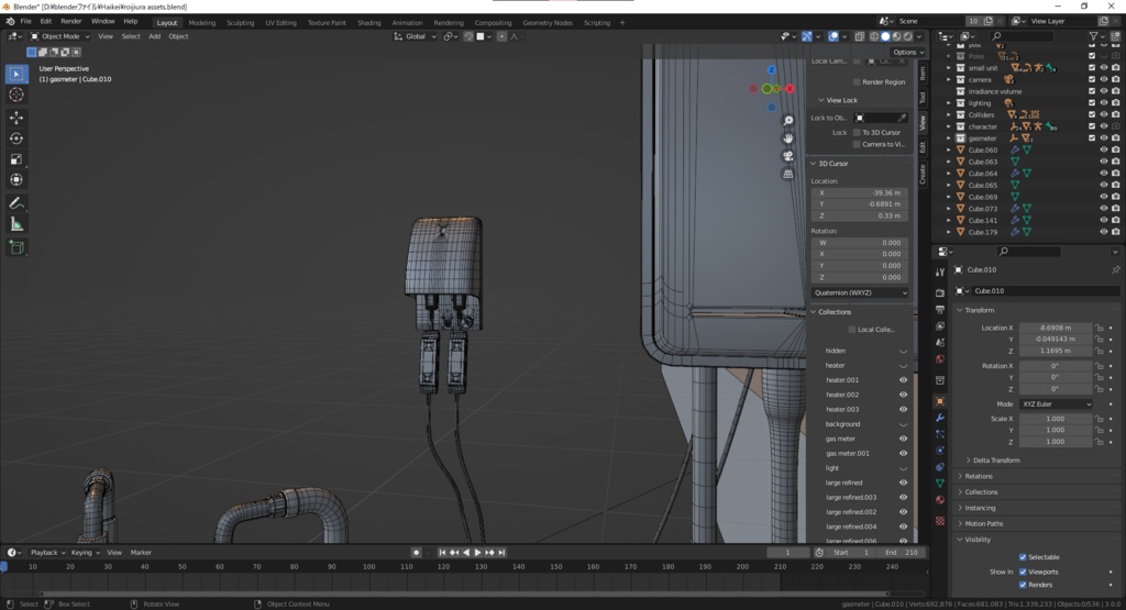 【3D素材】路地裏アセット クリスタの作例付き【Blender】