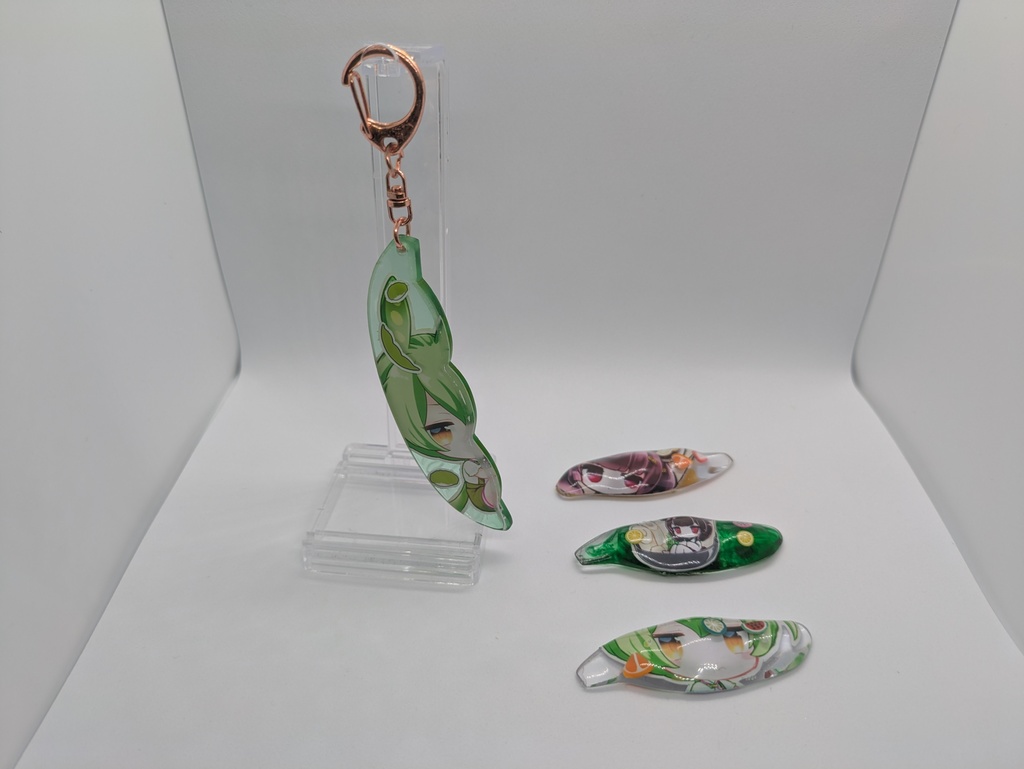 【試作品】ずんだもん、きりたん、箸置きとキーホルダー・その１