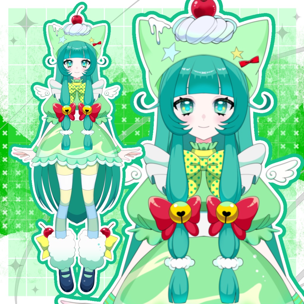 【Live2D用パーツ分け済みイラスト】メロンソーダフロートモチーフの女の子【限定一点】