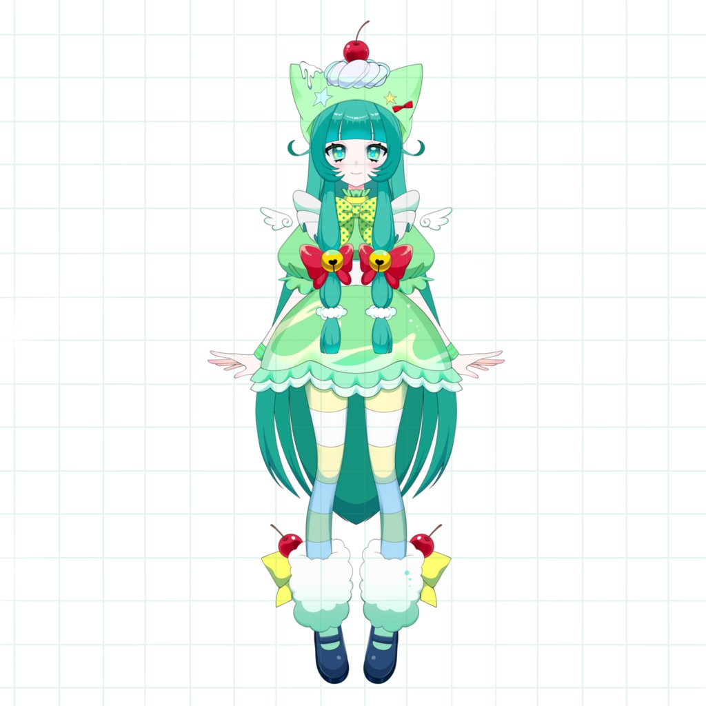【Live2D用パーツ分け済みイラスト】メロンソーダフロートモチーフの女の子【限定一点】
