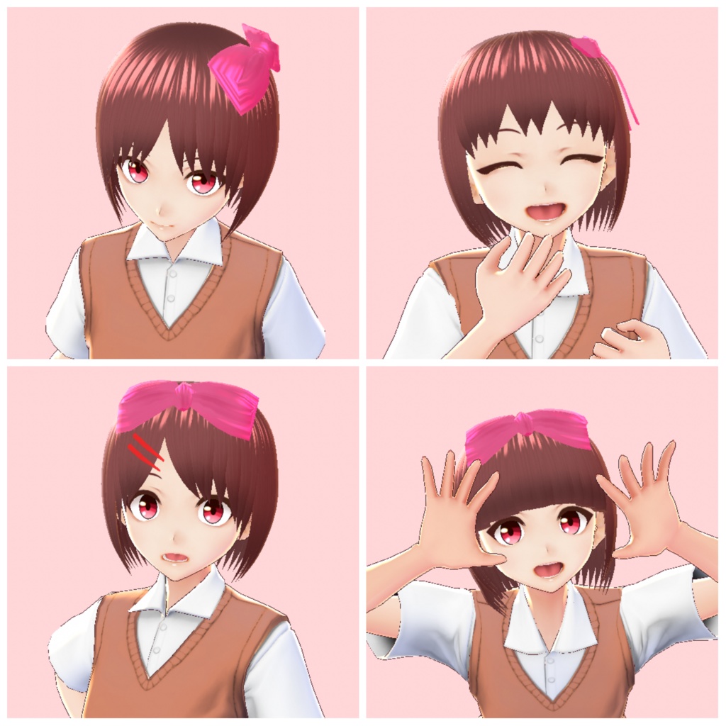 【VRoid用ヘアプリセット】ショート&リボン【正式版対応】