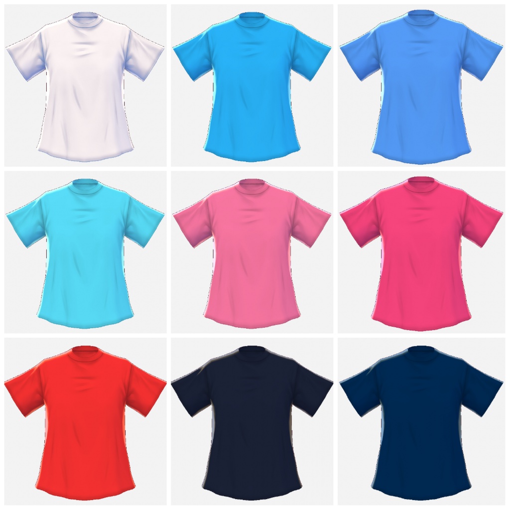 【無料】無地Tシャツセット【VRoid β版用テクスチャ】【全36枚】
