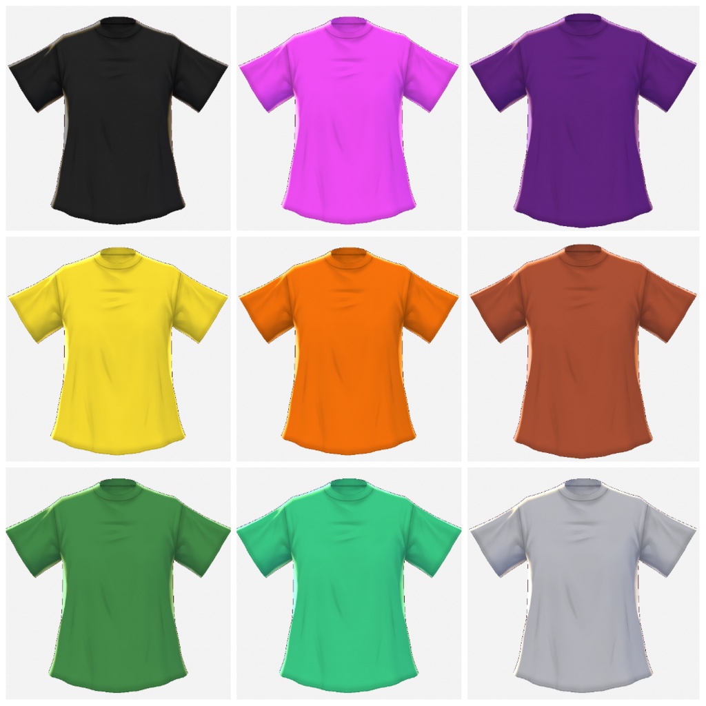 【無料】無地Tシャツセット【VRoid β版用テクスチャ】【全36枚】