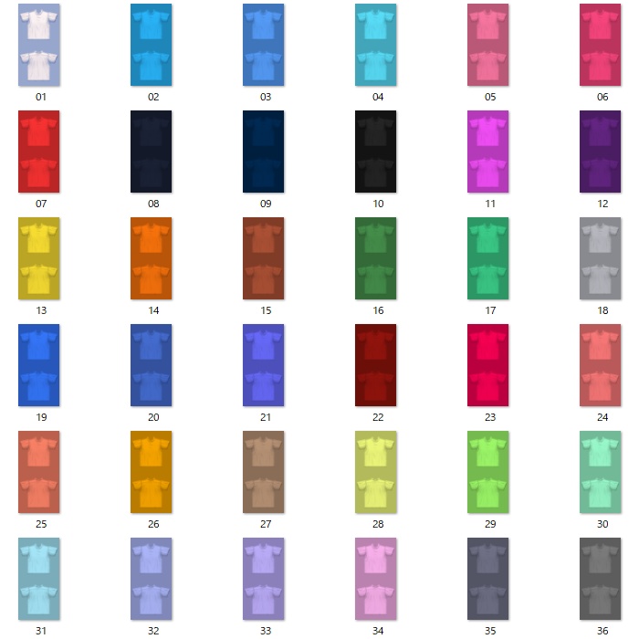 【無料】無地Tシャツセット【VRoid β版用テクスチャ】【全36枚】