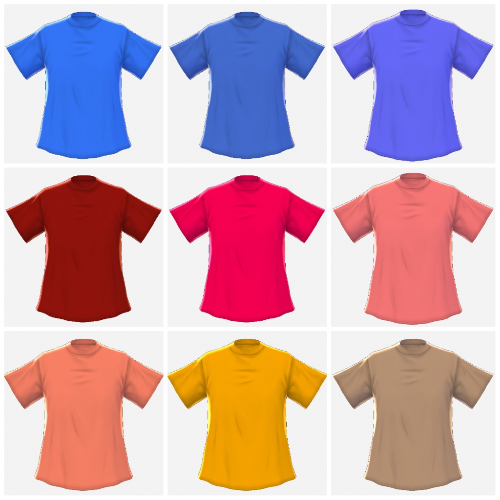 【無料】無地Tシャツセット【VRoid β版用テクスチャ】【全36枚】