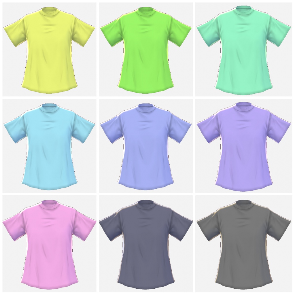 【無料】無地Tシャツセット【VRoid β版用テクスチャ】【全36枚】