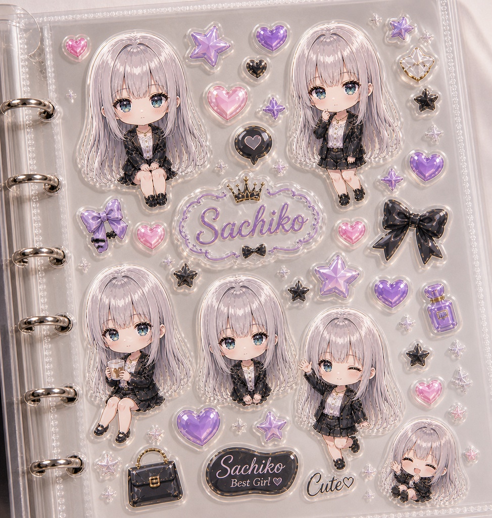 【AI生成】ボンボンドロップシール風デジタルステッカー：Sachikoコレクション Vol.1