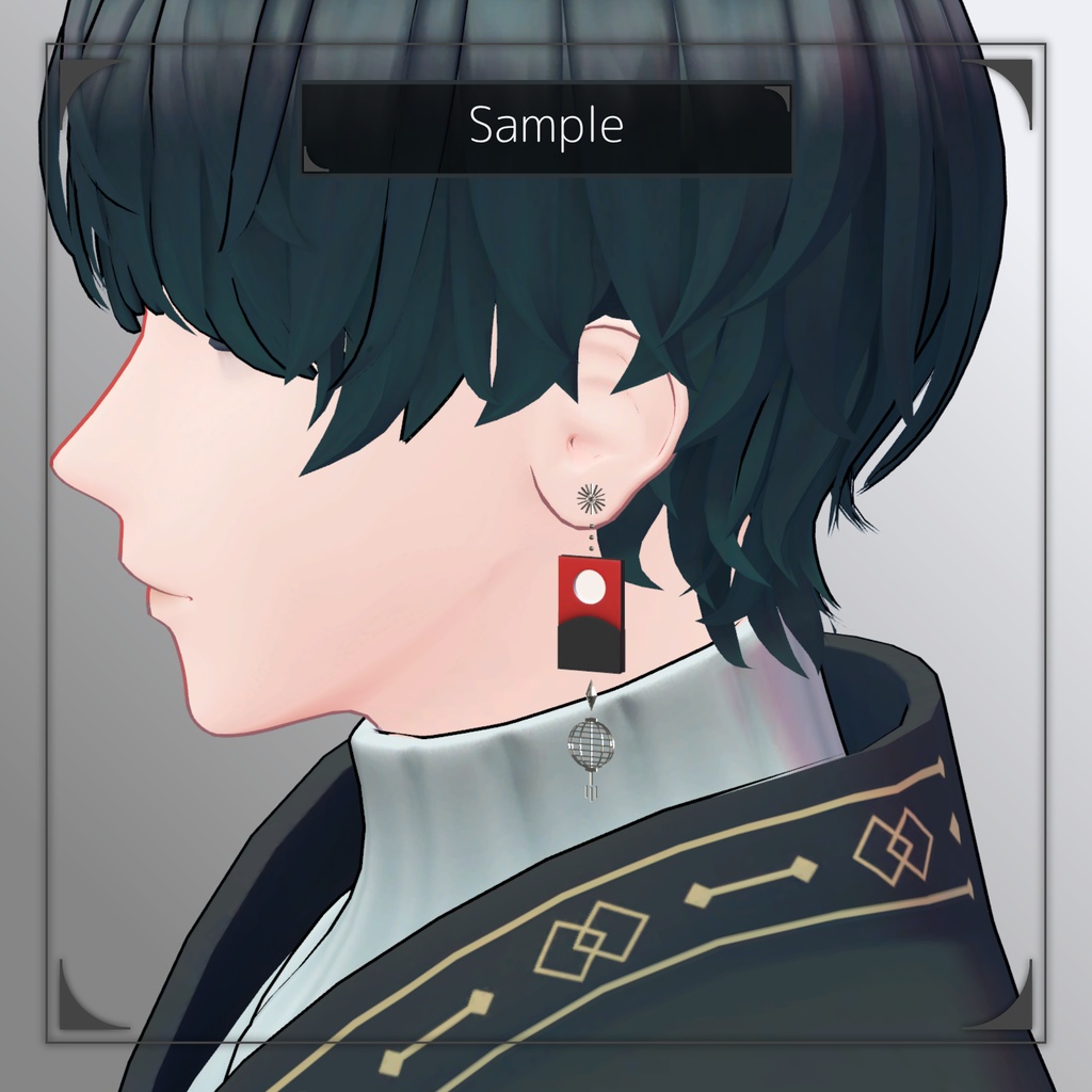 【VR使用想定3Dモデル】和風ピアス -Japanese style earrings-