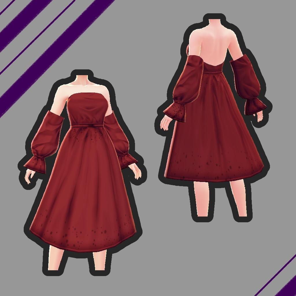 Vroid | Elegant Red Dress | エレガントな赤いドレス