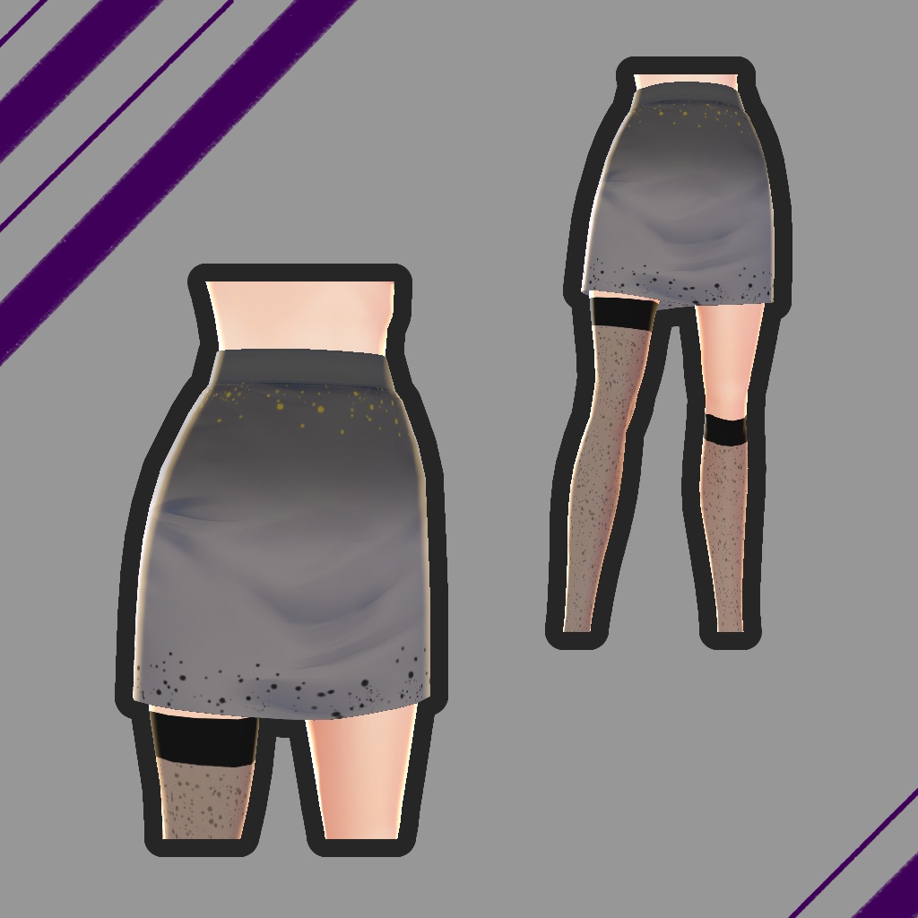 Vroid | Faded Black Skirt With Sparkles | 色あせた黒いスカート
