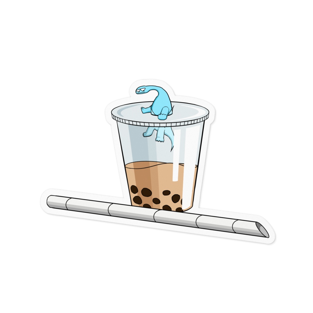 タピオカミルクティーにはさまるきょうりゅう ステッカー